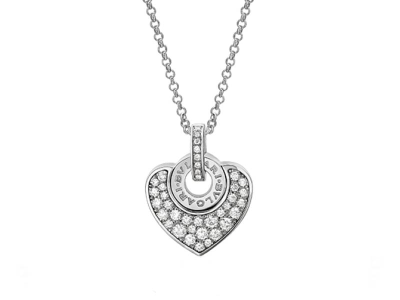 HEART PENDANT BULGARI BULGARI NECKLACE WHITE GOLD AND DIAMONDS BULGARI CL857567